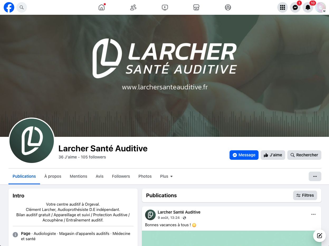 capture ecran facebook larcher sante auditive